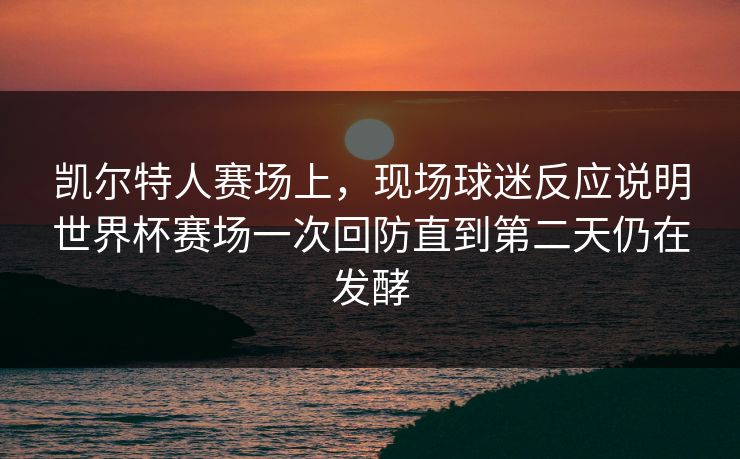 凯尔特人赛场上，现场球迷反应说明世界杯赛场一次回防直到第二天仍在发酵